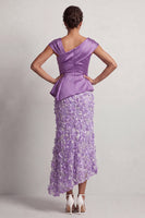 Load image into Gallery viewer, Floral Blue Ruched Beaded Mermaid Long Mother of the Bride Dress
