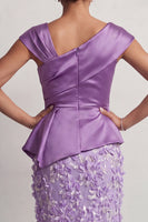 Load image into Gallery viewer, Floral Blue Ruched Beaded Mermaid Long Mother of the Bride Dress