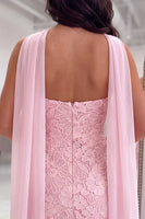 Load image into Gallery viewer, Pink Tight Strapless Neck Scarf Lace Short Homecoming Dress