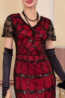 Load image into Gallery viewer, Sparkly Black Sequin Beaded 1920s Dress with Fringes