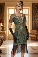 Load image into Gallery viewer, Sparkly Black Golden Bodycon 1920s Dress with Fringes