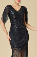Load image into Gallery viewer, Apricot Sparkly Fringed Sequin Bodycon 1920s Dress