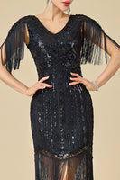 Load image into Gallery viewer, Apricot Sparkly Fringed Sequin Bodycon 1920s Dress