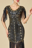 Load image into Gallery viewer, Apricot Sparkly Fringed Sequin Bodycon 1920s Dress