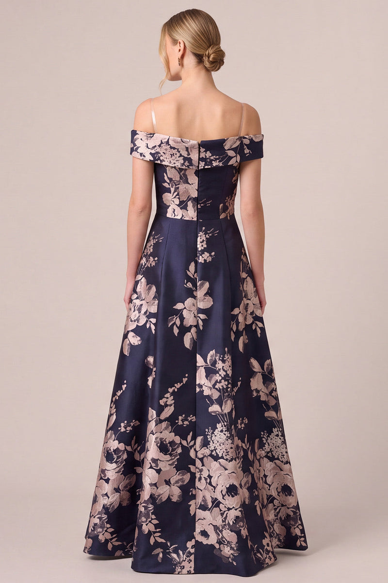 Queendancer Women Dark Navy Floral Long Mother of the Bride Dress A ...