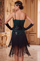 Load image into Gallery viewer, Apricot Bodycon Sparkly Sequin Beaded Tiered Midi 1920s Dress with Fringes