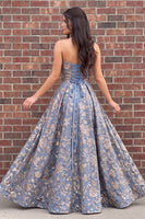 Load image into Gallery viewer, Dusty Lavender A-Line Sweetheart Floral Jacquard Long Prom Dress