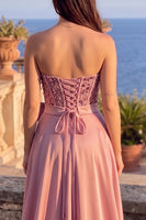 Load image into Gallery viewer, Sparkly Pink  A-Line CorsetSweetheart Long Prom Dress with Bow