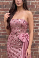 Load image into Gallery viewer, Sparkly Pink Floral Mermaid Sequin Long Prom Dress with Bow