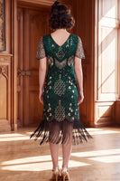 Load image into Gallery viewer, Apricot Bodycon Sparkly Sequin Beaded V-Neck Midi 1920s Dress with Fringes