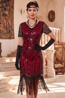 Load image into Gallery viewer, Bodycon Black Sparkly Beaded Sequin V-Neck Midi 1920s Dress with Fringes