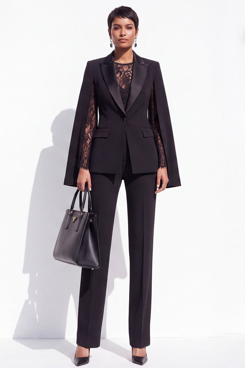 Load image into Gallery viewer, Black Peak Lapel One Button Slim Fit 2 Piece Work Suits