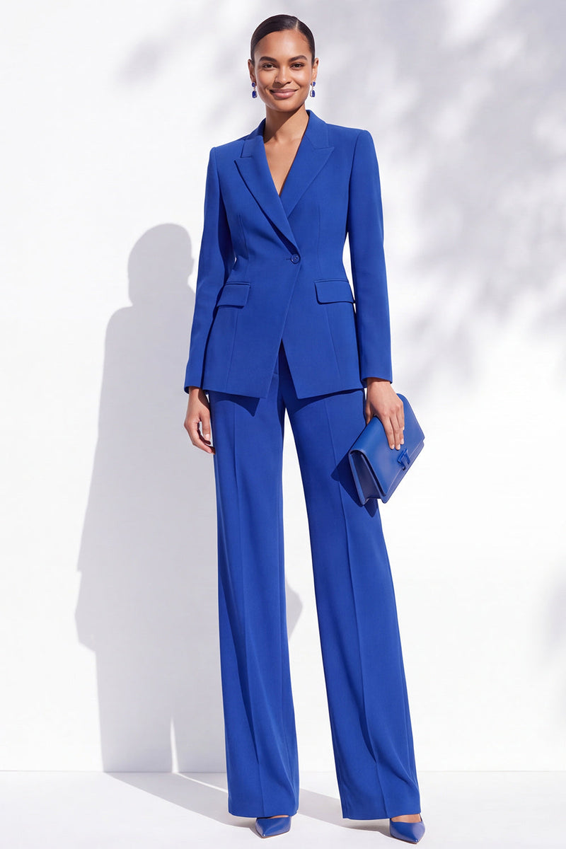 Load image into Gallery viewer, Royal Blue Peak Lapel 2 Piece One Button Work Suits