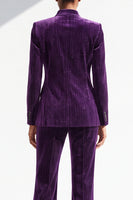 Load image into Gallery viewer, Dark Purple Glitter 2 Piece Lapel Slim Fit One Button Velvet Work Suits