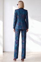 Load image into Gallery viewer, Dark Blue Jacquard 2 Piece Slim Fit Peak Lapel Work Suits with Pocket