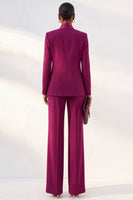 Load image into Gallery viewer, Purple Red Shawl Lapel 2 Piece Work Suits with Neck Scarf