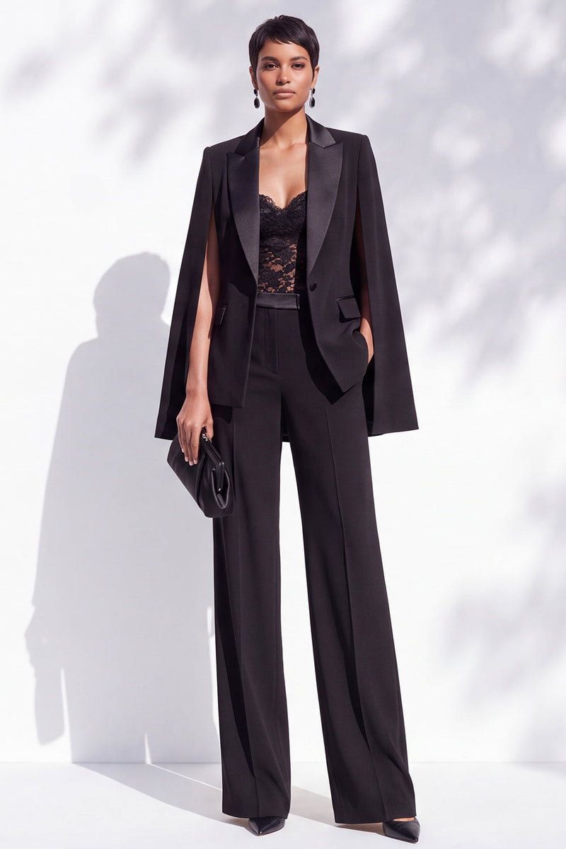 Load image into Gallery viewer, Black Slim Fit Peak Lapel 2 Piece One Button Work Suits with Pocket