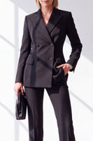 Load image into Gallery viewer, Black 2 Piece Double Breasted Peak Lapel Slim Fit Work Suits with Pockets