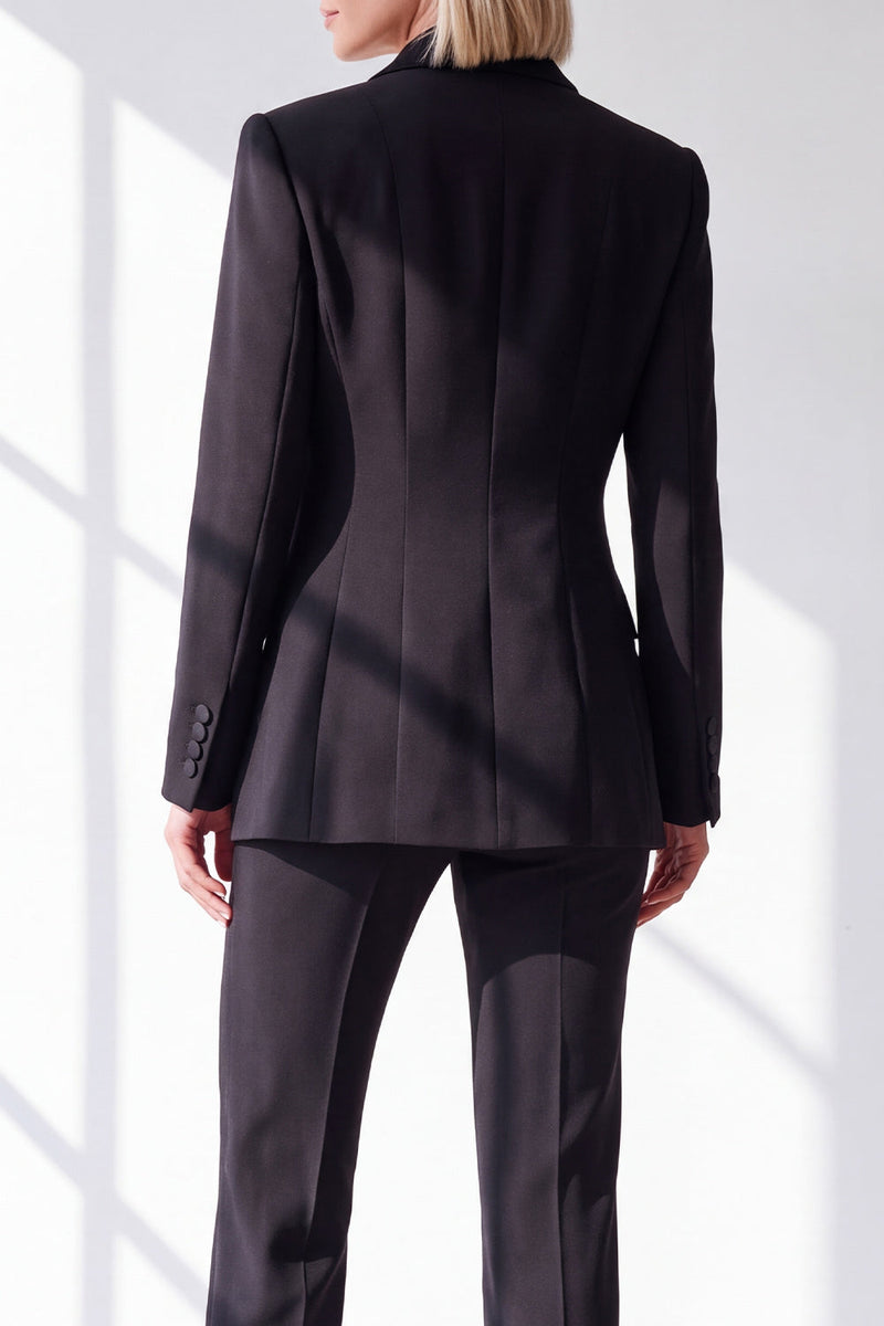 Load image into Gallery viewer, Black 2 Piece Double Breasted Peak Lapel Slim Fit Work Suits with Pockets