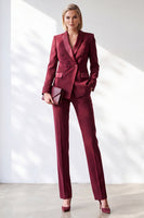 Load image into Gallery viewer, Burgundy Shawl Lapel Slim Fit 2 Piece Work Suits with Pocket