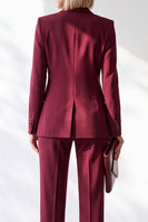 Load image into Gallery viewer, Burgundy Shawl Lapel Slim Fit 2 Piece Work Suits with Pocket