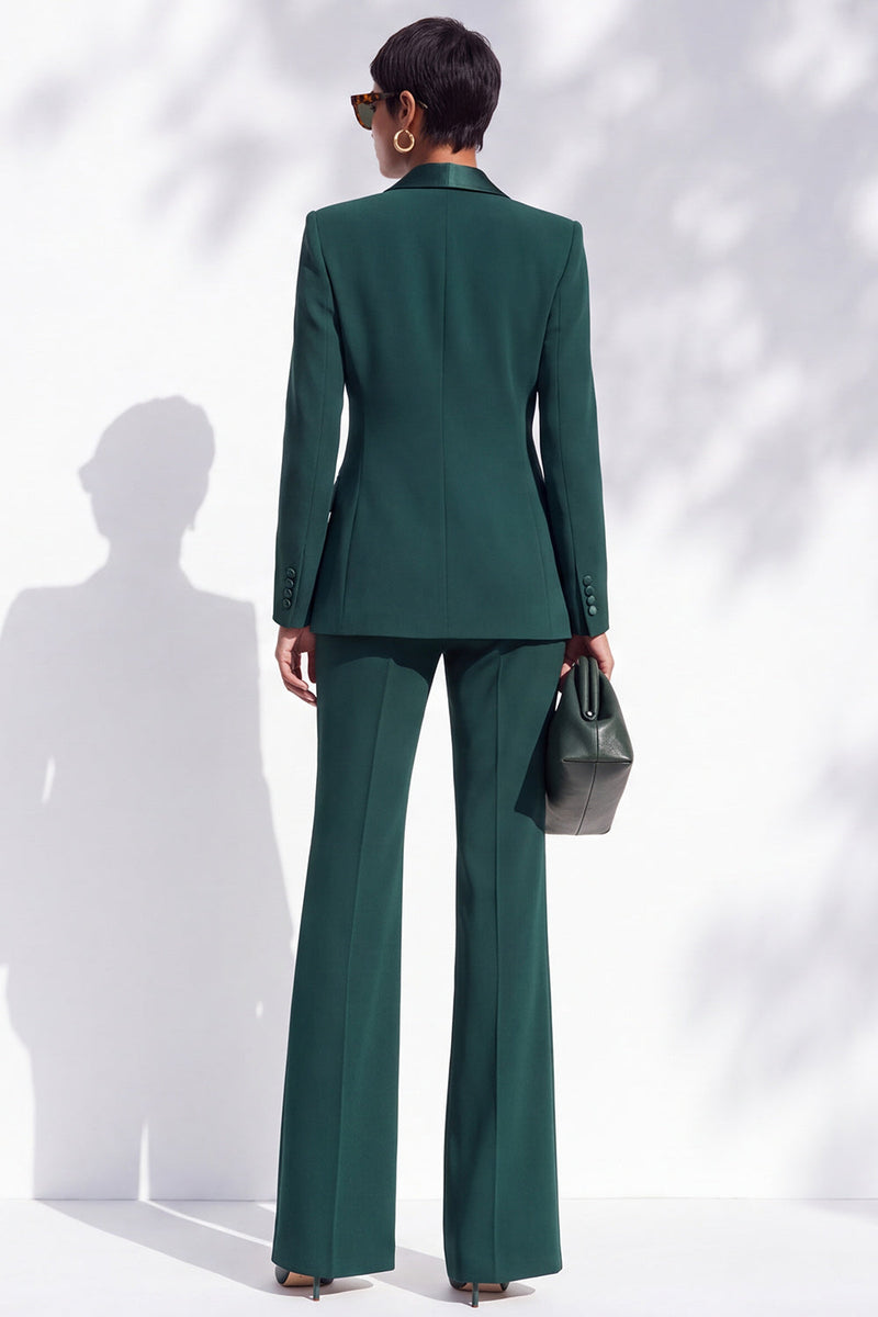 Load image into Gallery viewer, Dark Green Peak Lapel Slim Fit One Button 2 Piece Work Suits with Pocket