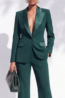 Load image into Gallery viewer, Dark Green Peak Lapel Slim Fit One Button 2 Piece Work Suits with Pocket