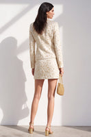 Load image into Gallery viewer, Ivory 2 Piece Floral Tweed Shawl Lapel Single Breasted Short Work Dress with Pocket
