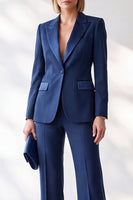 Load image into Gallery viewer, Dark Blue Slim Fit 2 Piece One Button Peak Lapel Work Suits