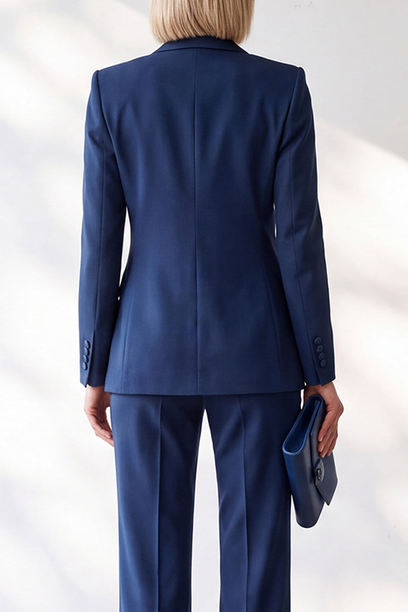 Load image into Gallery viewer, Dark Blue Slim Fit 2 Piece One Button Peak Lapel Work Suits