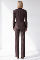Load image into Gallery viewer, Coffee Striped 2 Piece Peak Lapel Double Breasted Women Suits