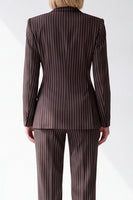 Load image into Gallery viewer, Coffee Striped 2 Piece Peak Lapel Double Breasted Women Suits