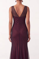 Load image into Gallery viewer, Black Red V-Neck Mermaid  Long Formal Dress
