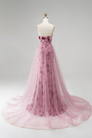 Load image into Gallery viewer, Sparkly Pink Mermaid Beaded Long Prom Dress with Detachable Cape