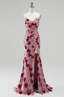 Load image into Gallery viewer, Sparkly Pink Mermaid Beaded Long Prom Dress with Detachable Cape