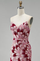 Load image into Gallery viewer, Sparkly Pink Mermaid Beaded Long Prom Dress with Detachable Cape