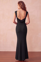 Load image into Gallery viewer, Burgundy Mermaid Thick Straps Long Wedding Guest Dress