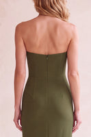 Load image into Gallery viewer, Black Sheath Strapless Satin Long Wedding Guest Dress with Pockets