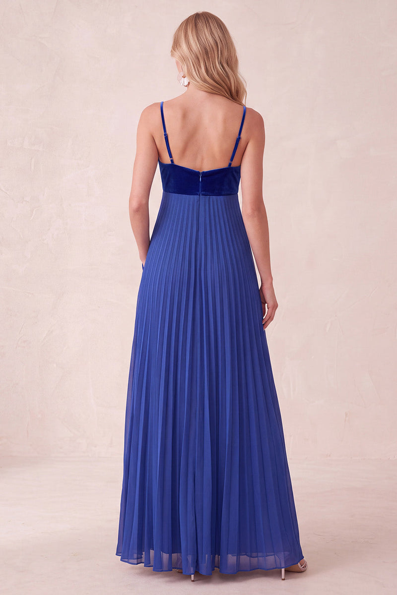 Load image into Gallery viewer, Coffee A-Line Pleated Long Wedding Guest Dress with Pockets
