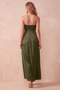 Olive A-Line Sweetheart Ruched Long Wedding Guest Dress