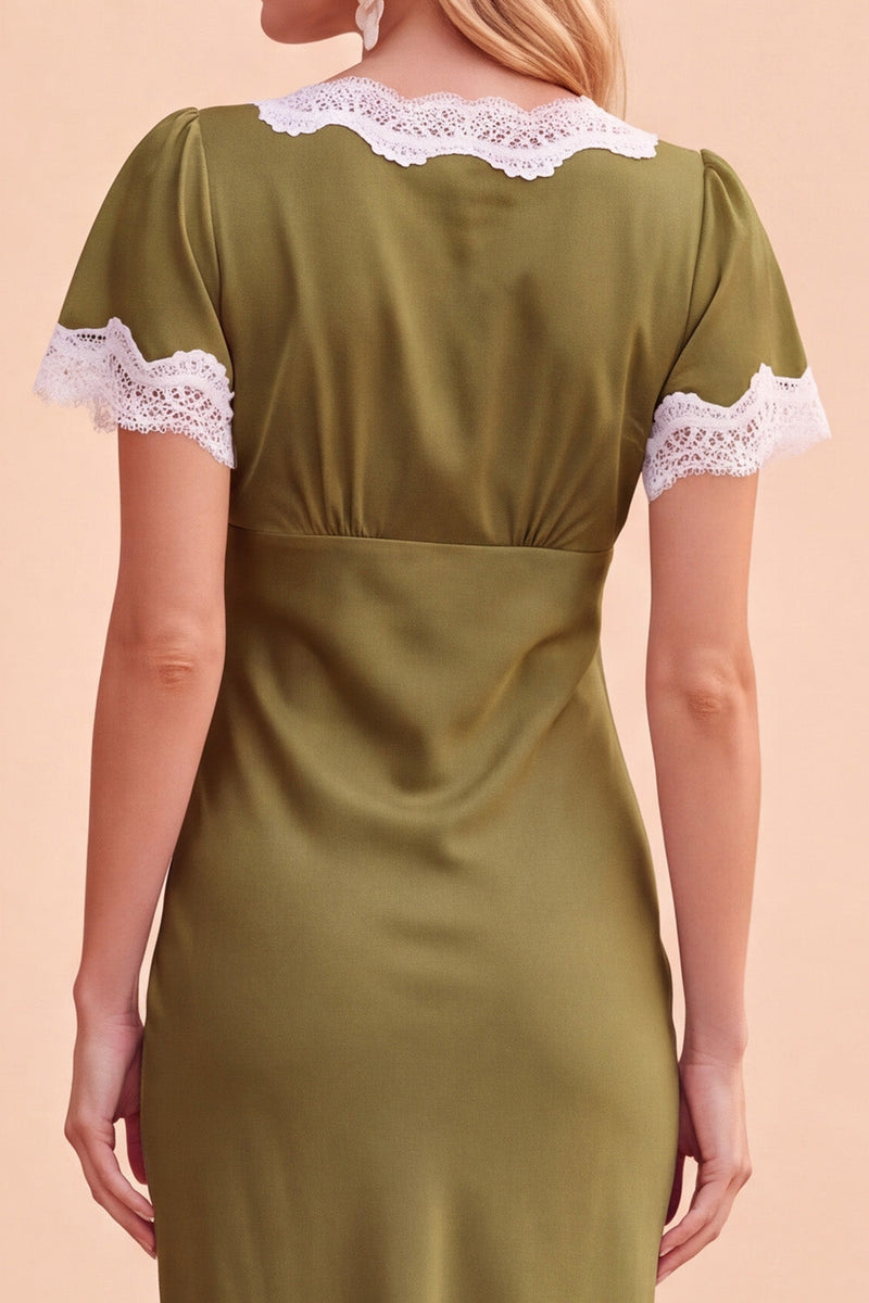 Load image into Gallery viewer, Blush Bodycon V-Neck Flutter Sleeves Long Wedding Guest Dress with Lace