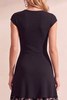 Load image into Gallery viewer, Black A-Line Round Neck Floral Long Wedding Guest Dress