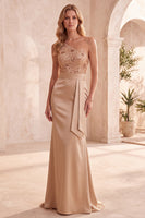 Load image into Gallery viewer, Champagne Sequin One Shoulder Ruched Long Formal Dress with Sash