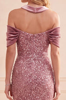 Load image into Gallery viewer, Sparkly Desert Rose Mermaid Sequin Halter Long Formal Dress