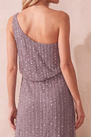 Load image into Gallery viewer, Sparkly Fog Sequin One Shoulder Sheath Long Formal Dress