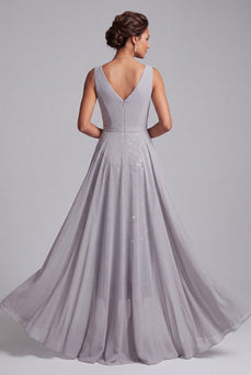 Sparkly Light Grey Ruched Plaid Sequins Chiffon Bodycon Midi Mother of the Bride Dress with Cape