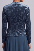Load image into Gallery viewer, Peacock Blue 2 Piece Velvet Floral A-Line Long Mother of the Bride Dress with Jacket