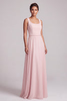 Load image into Gallery viewer, Blush A-Line 2 Piece Chiffon Round Neck Beaded Long Mother of the Bride Dress with Cape