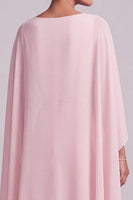 Load image into Gallery viewer, Blush A-Line 2 Piece Chiffon Round Neck Beaded Long Mother of the Bride Dress with Cape
