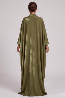 Olive Sheath High Neck Beaded Chiffon Long Sleeves Mother of the Bride Dress with Cape